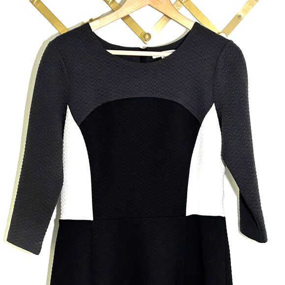 Boden Fit & Flare Colorblock Dress Size 10R 10 Black Grey Quilted Knee Length - Picture 4 of 12